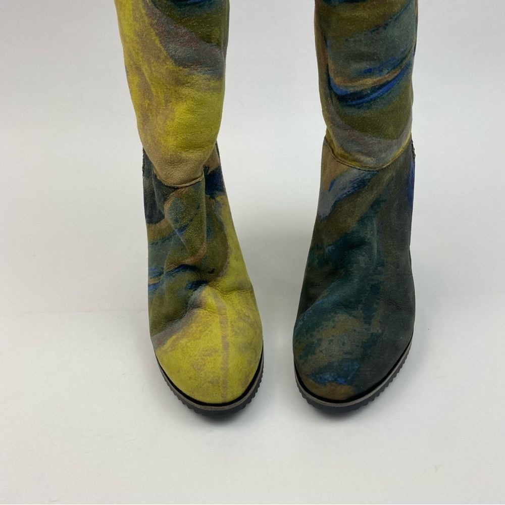 UGG x Tschabalala Self Over-the-Knee Suede Wedge Boots Blue Yellow Portrait - Picture 6 of 15
